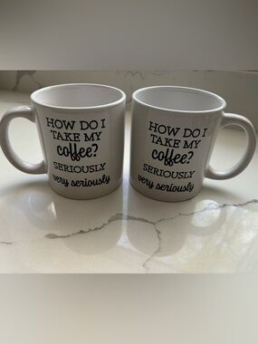 Royal Norfolk Set of 2 Coffee Mugs HOW DO I TAKE MY COFFEE? SERIOUSLY…White